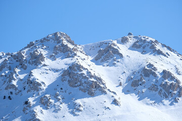 Blue sky and snowy mountain views