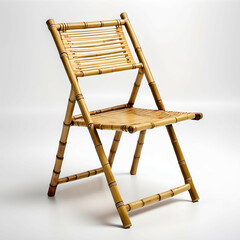 Bamboo Folding Chair: A lightweight folding chair made of sustainable bamboo, set against a white background.