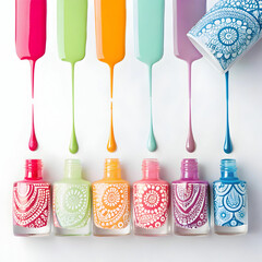 dripping nail polish on white background