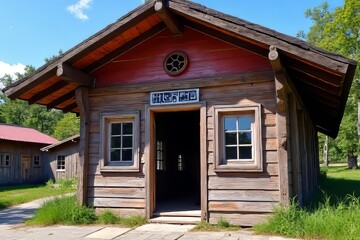 Antique Wooden Building with Traditional Design and Windows