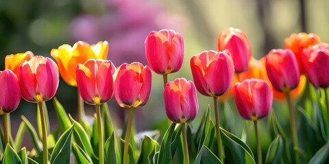 Tulips in spring colors, vibrant and fresh. 