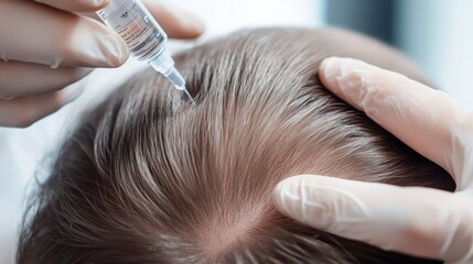 Fototapeta premium Hair restoration session in a modern wellness clinic. Featuring expert care and advanced treatments