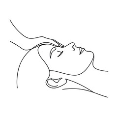 Serene Spa Facial Massage OneLine Art, Relaxation, Rejuvenation