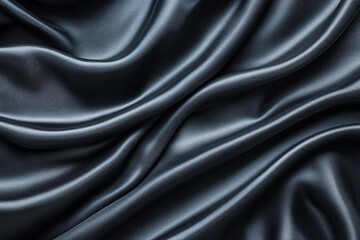 Luxurious dark satin fabric draped elegantly, showcasing smooth textures and gentle folds
