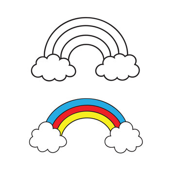 Set of rainbow icon. Clouds and rainbow icon set in different style. Rainbow icon on white background. Vector icon.