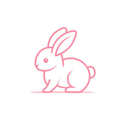 Obraz premium Pink Line Art Rabbit Illustration Cute Bunny Design Easter Symbol