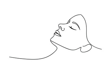 Serene Woman, OneLine Drawing, Minimalist Art, Peaceful Face, Beauty, Contour, Elegant, Relaxed, Sle