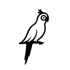 Stylized Silhouette of a Perched Parrot