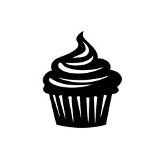 Cupcake Black and White Silhouette Delicious