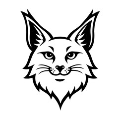 Stylized Bobcat Head in Monochrome Graphic