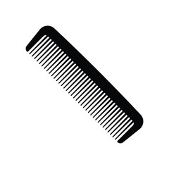 Simple hair comb black and white flat vector icon design on white background