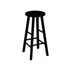 Wooden bar stool black and white flat vector icon design