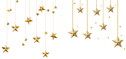  old stars hanging from strings transparent background PNG