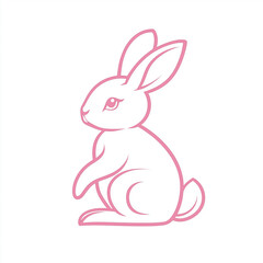 Fototapeta premium Pink Line Art Rabbit Illustration Cute Bunny Easter Pet
