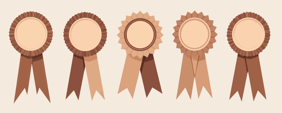 Brown Achievement Rosettes, Awards Badges Set