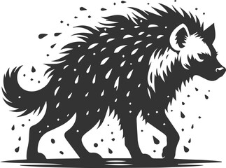 A hyena shaking off its fur after a swim vector animal silhouette
