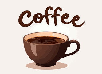 Obraz premium Coffee cup illustration with cursive text above it