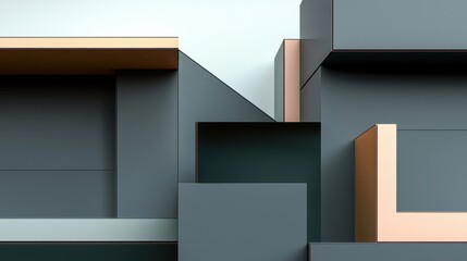 Abstract Geometric Composition in Green and Beige Tones