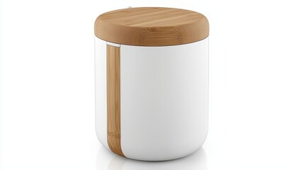 Elegant White Jar with Bamboo Lid for Kitchen and Home Decor 86 Characters