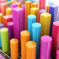 Obraz premium Brightly colored abstract bars represent a fluctuating data visualization