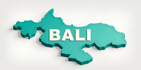 Mint Bali Island Map Graphic with Shadows