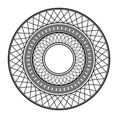 Decorative round frame for design with a abstract geometrical ornament. Circular pattern. Circle frame. For textile, embroidery, porcelain, sandblast, laser cutting, engraving, ceramics, forging. 
