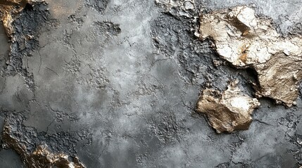 Fototapeta premium Abstract textured wall art showcasing gold and grey color combinations