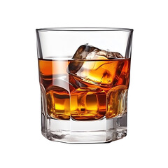 Isolated Glass of Whiskey on the Rocks