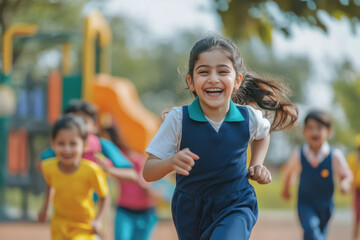 indian children playing in school playground