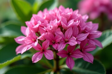Close-up of Vibrant Pink Flowers with Green Foliage