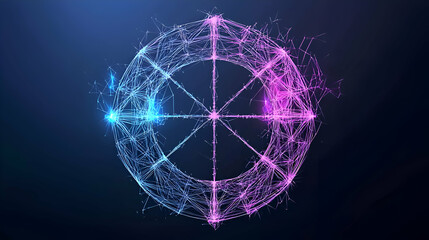 Abstract Glowing Circular Wheel Design with Pink and Blue Particles