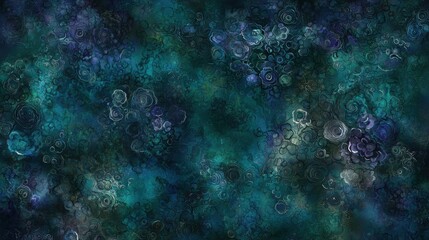 Fototapeta premium Abstract Floral Pattern in Deep Blue and Green Tones for Design