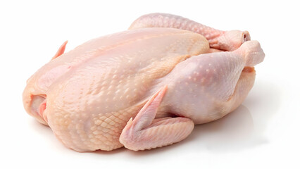 Raw Whole Chicken Isolated on White Background