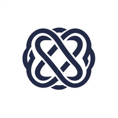 Fototapeta premium Abstract Intertwined Knot Design Navy Blue Circular Pattern Geometric Logo