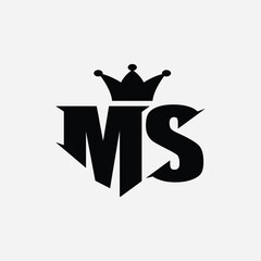 MS m s creative modern letter icon SM unique artistic logo design template