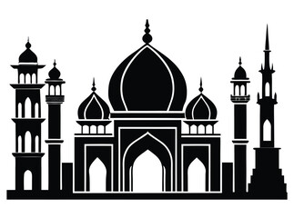 Mosque silhouettes isolated on a white back