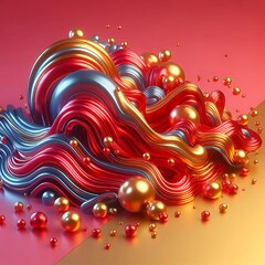 Colorful waves of 3D liquid flowing