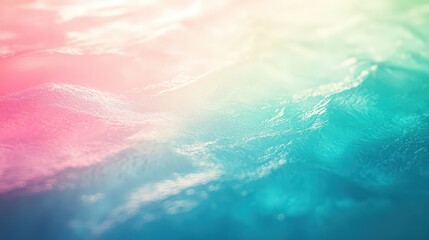 Obraz premium Deep blue-green waters shimmer, kissed by pink hues on one edge, revealing a mesmerizing dance across their tranquil surface