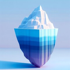 A 3D animation style image of 
an iceberg 