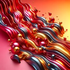 Colorful waves of 3D liquid flowing