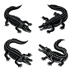 Freshwater crocodile silhouette 04 set