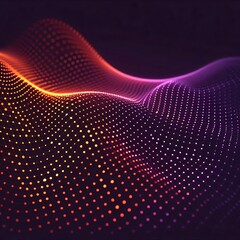 A minimal, 
full mesh pattern
 with 
glowing dots
 in a line