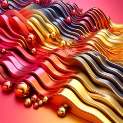 Colorful waves of 3D liquid flowing