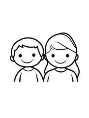Fototapeta premium This charming illustration features two happy children smiling together, showcasing the simple joy of friendship and connection, perfect for children's media and educational materials.