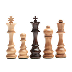 Isolated Wooden Chess Pieces