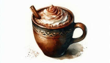 Savoring delicious hot chocolate drink at home cozy digital illustration warm atmosphere