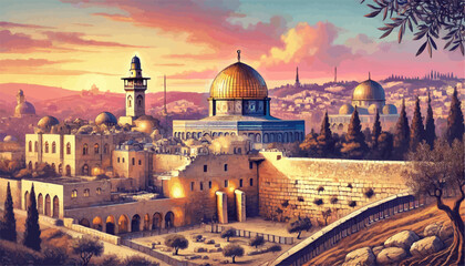 Obraz premium The Old City Walls and Tower of David