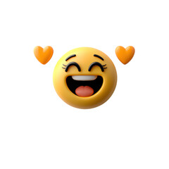 Naklejka premium Smiley face illustration with hearts in a vibrant color scheme on a plain background isolated on transparent background..