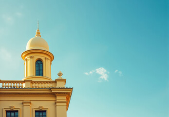 Yellow Building Turret and Blue Sky