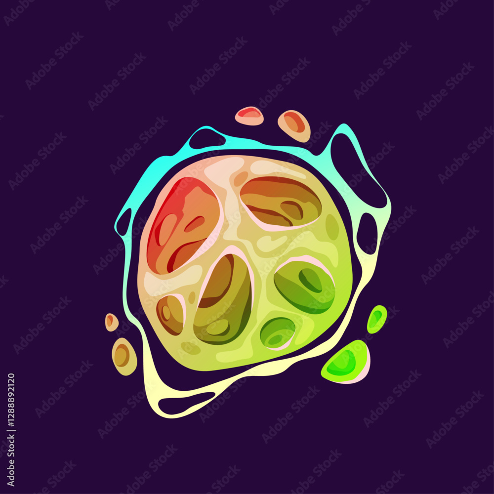 Poster magic abstract shaped energy ball bubble. vector isolated futuristic or fantasy planet with craters 